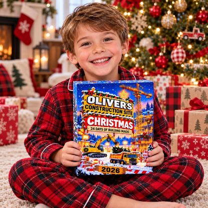 Personalized Construction Vehicle Advent Calendar 2026, Christmas Truck Countdown, Excavator and Digger Ornaments, Fun Holiday Gift for Boys