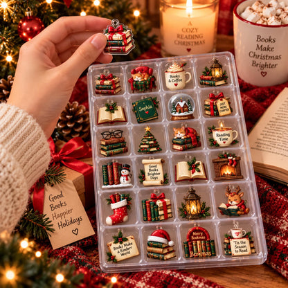 Personalized Book Lover Advent Calendar, Custom Name, 24 Bookish Acrylic Charms, Christmas Countdown for Book Lovers 2026