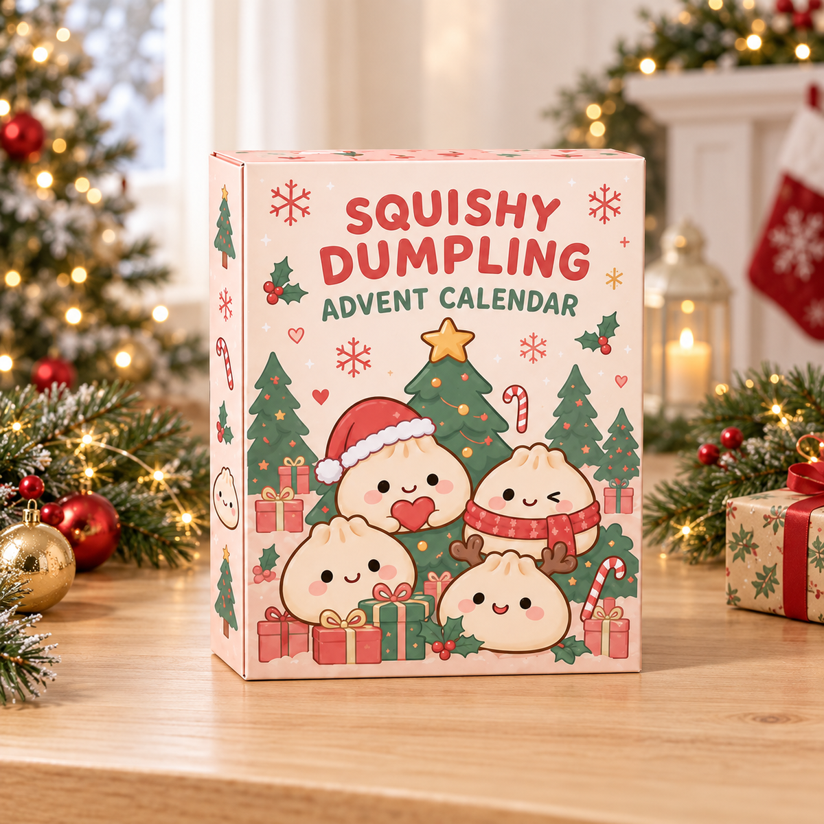 Squishy Dumpling Advent Calendar 2026 – 24-Day Cute Flat Acrylic Ornament Countdown Box, Kawaii Christmas Gift for Dumpling Lovers