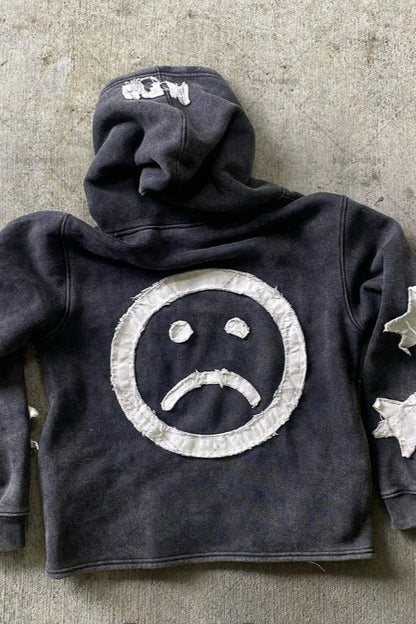 Star Patch Zip Hoodie