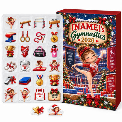 Personalized Gymnastics Advent Calendar 2026, Girls 24 Days Holiday Countdown Box