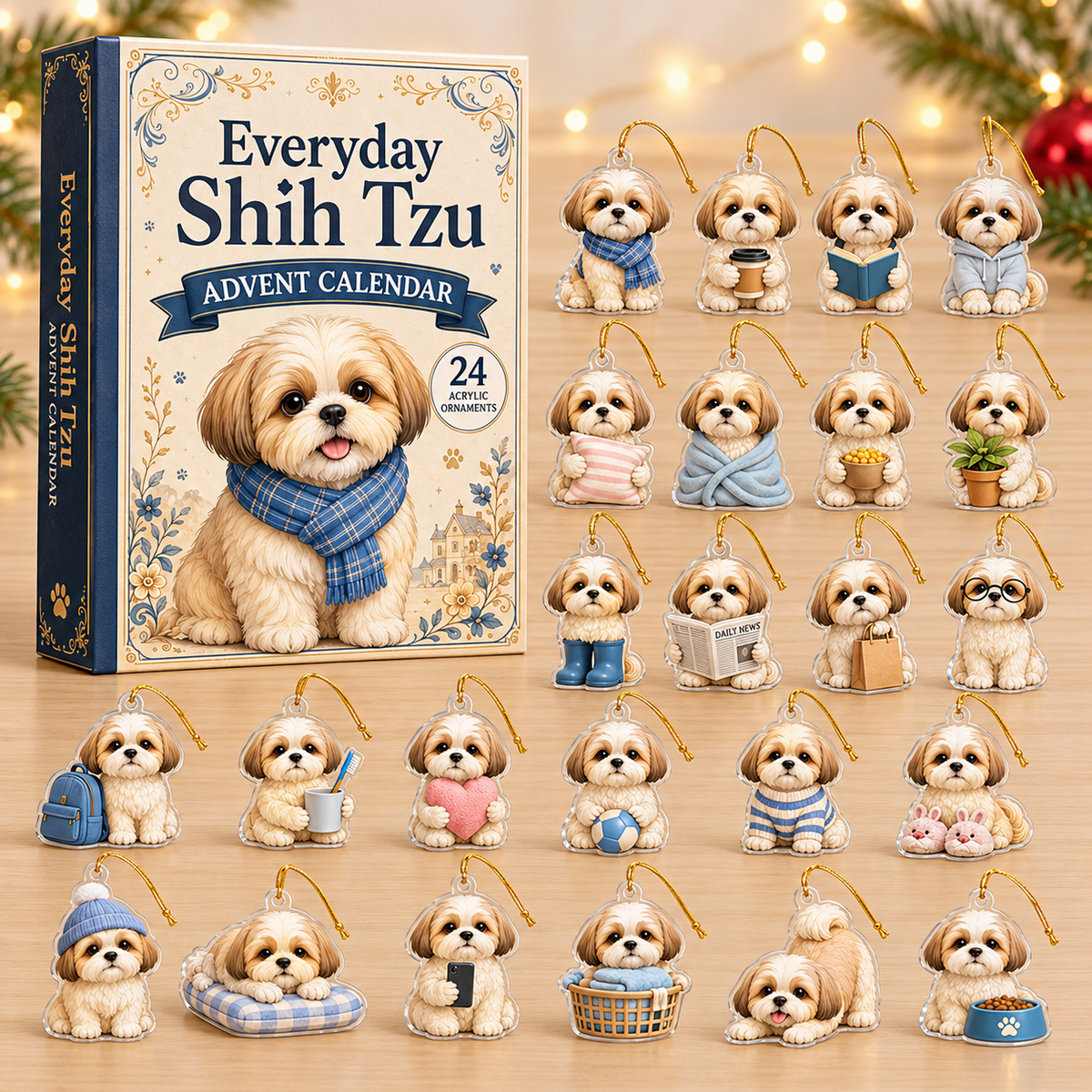 Everyday Shih Tzu Advent Calendar 2026 - 24-Day Festive Countdown, Acrylic Charms Blind Box - Gift For Shih Tzu Lovers