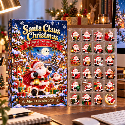 Santa Claus Advent Calendar 2026, 24 Piece Santa Ornament Set, Family Christmas Countdown Gift, Holiday Xmas Decor, Kids Christmas Gift