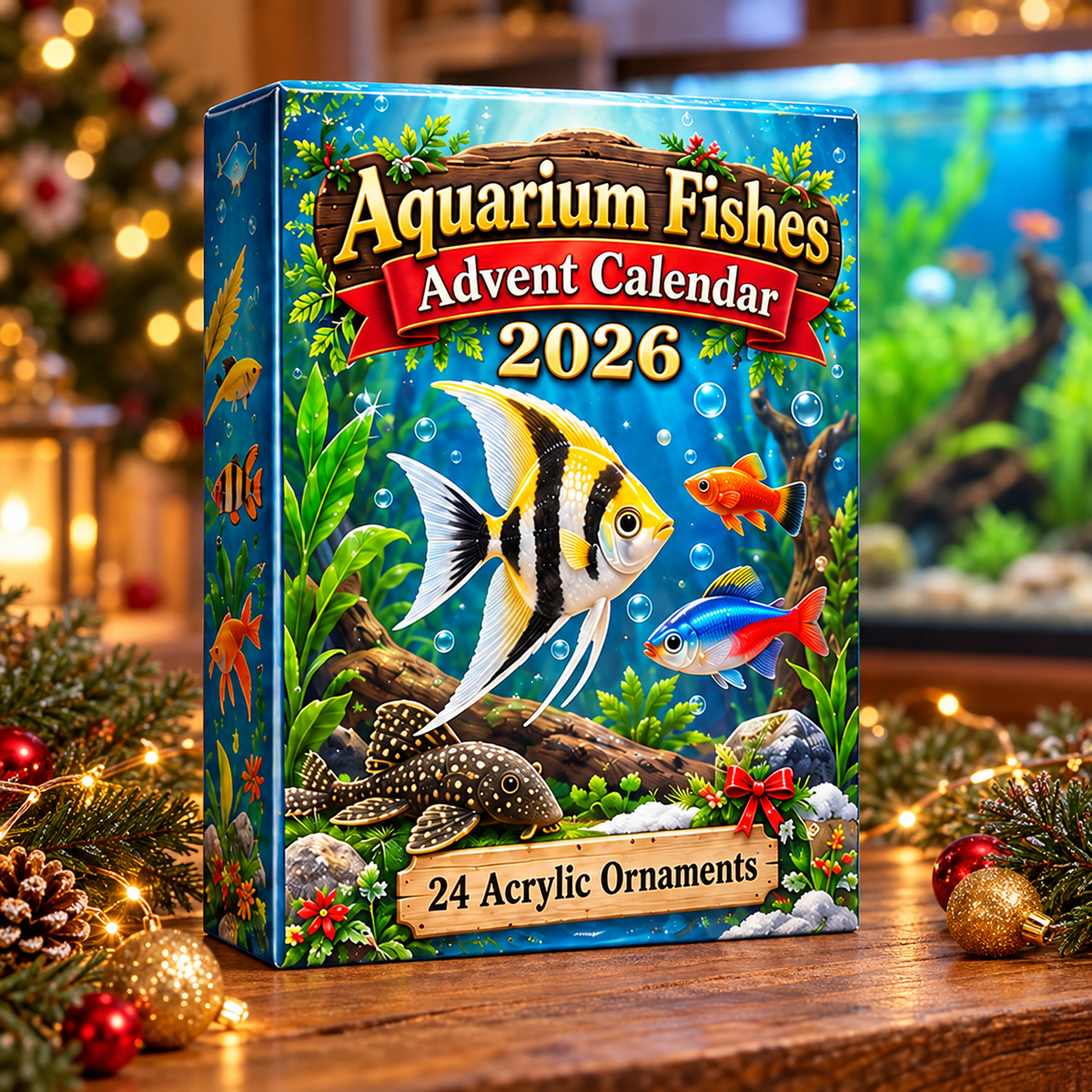 Aquarium Fishes Advent Calendar 2026 - 24-Day Festive Countdown, Acrylic Charms Blind Box - Gift For Aquarium Lovers