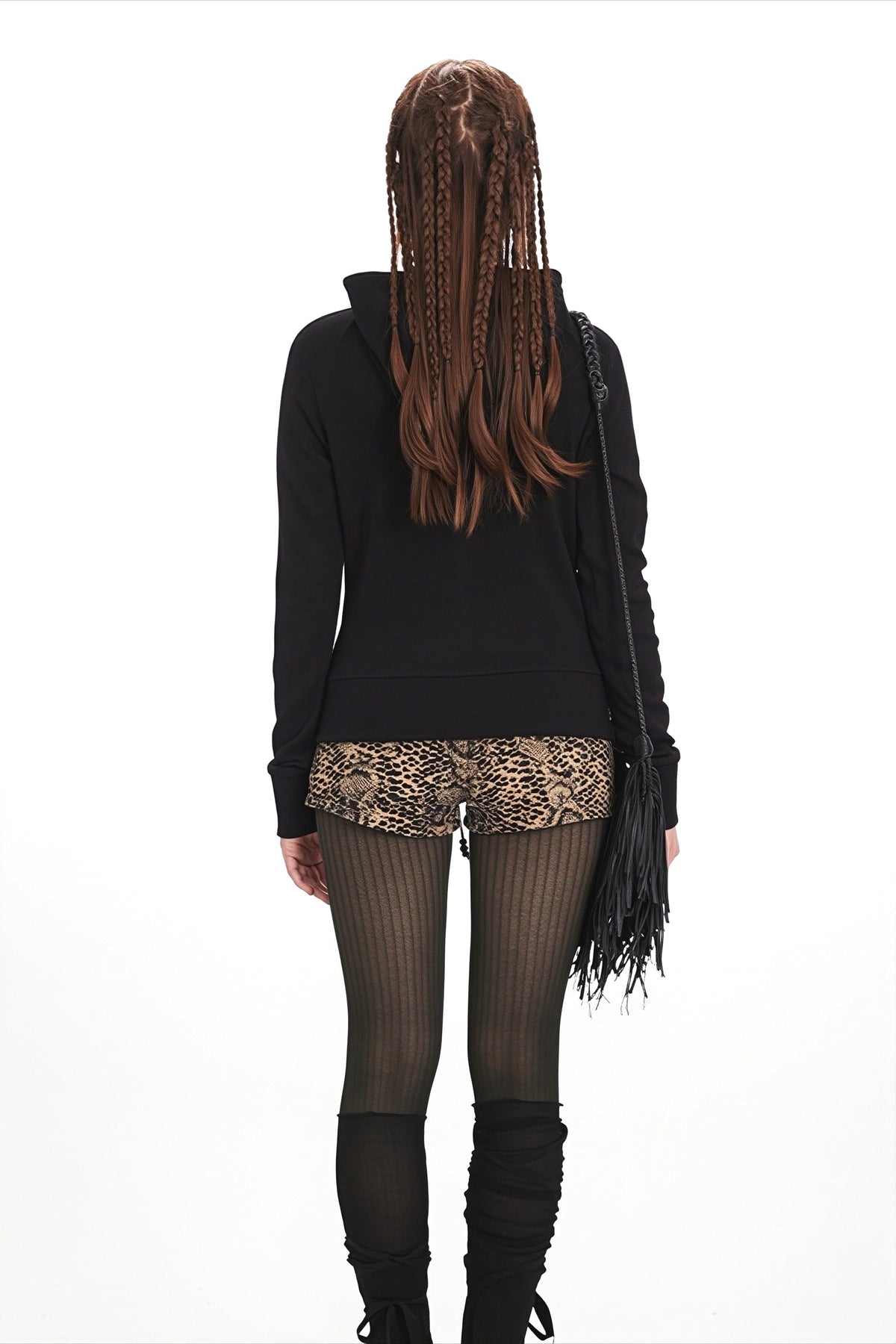Rhinestone Detail Fitted Zip Up Hoodie
