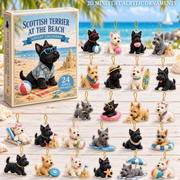 Scottish Terrier Beach Advent Calendar 2026 - 24-Day Festive Countdown, Acrylic Charms Blind Box - Gift For Dog Lovers