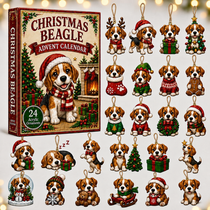 Christmas Beagle Advent Calendar 2026 - 24-Day Festive Countdown, Acrylic Charms Blind Box - Gift For Dogs Lovers