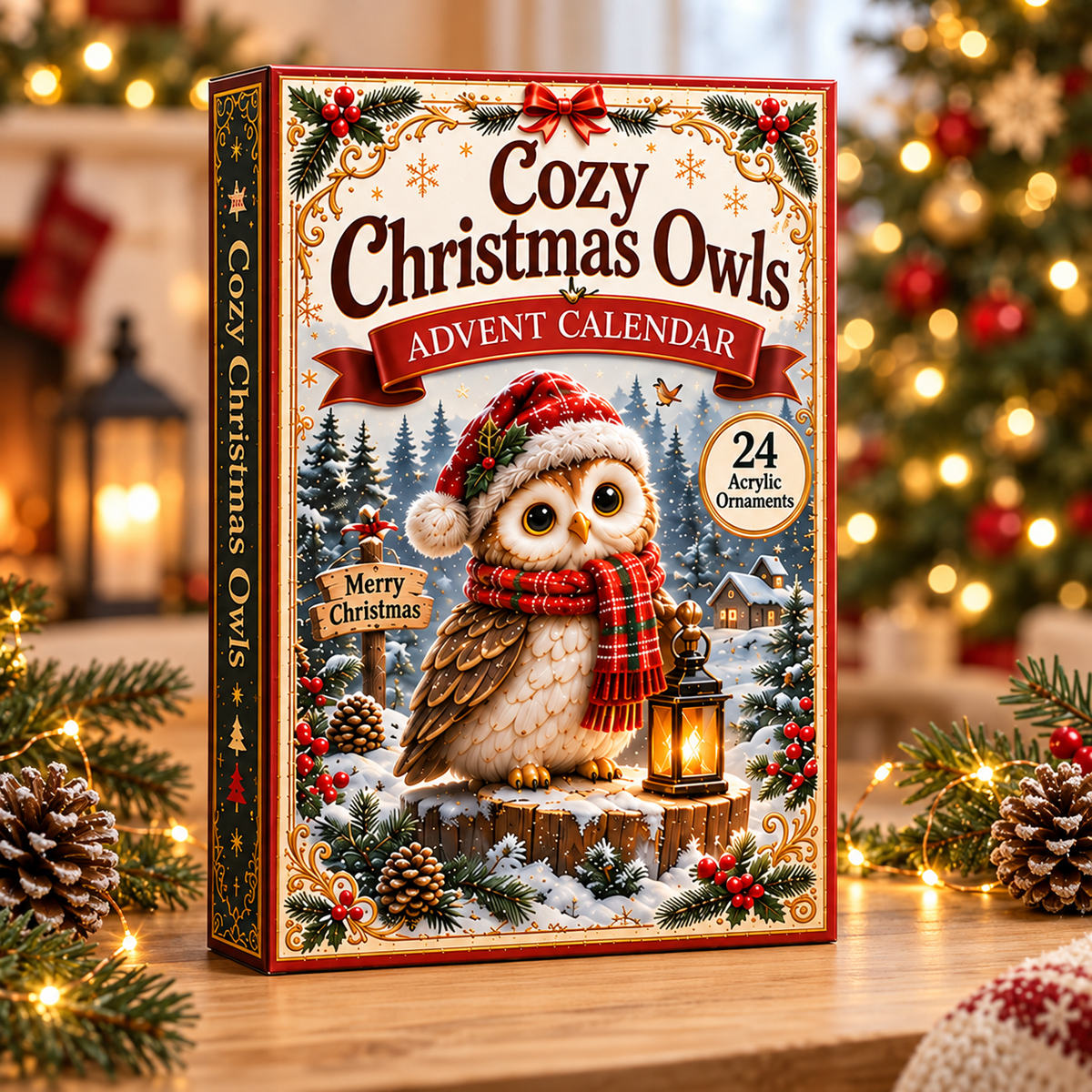 Festive Christmas Owl Advent Calendar 2026 - 24-Day Festive Countdown, Acrylic Charms Blind Box - Gift For Owl Lovers