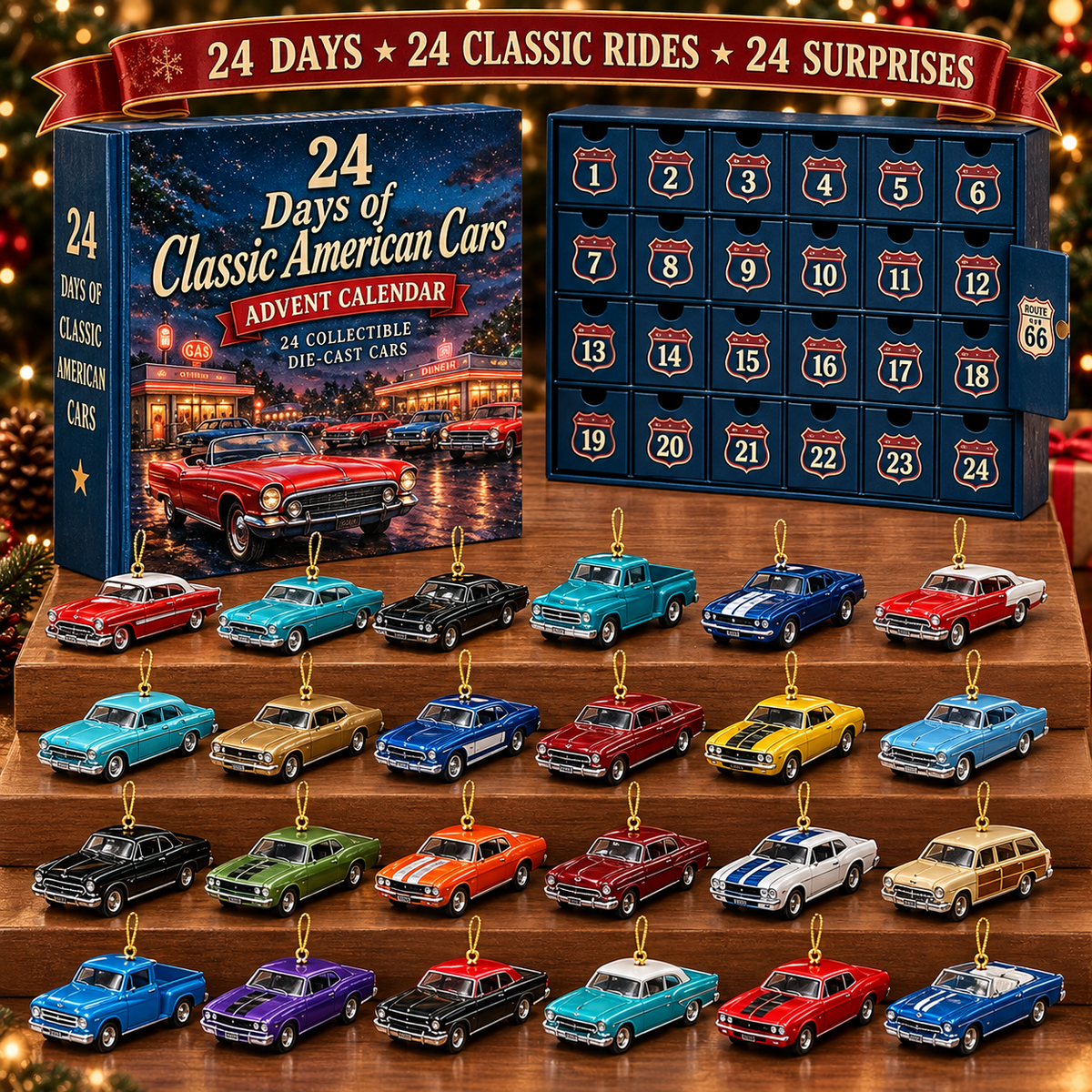 24 Days of Classic American Cars Advent Calendar – 24 Vintage Ride Collectibles for Car Lovers