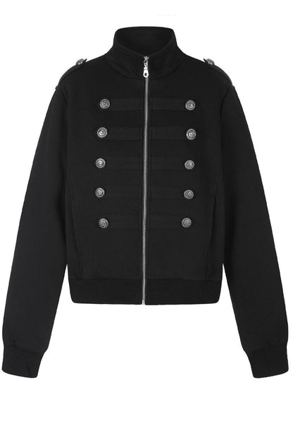 Double Breasted Stand Collar Hoodie