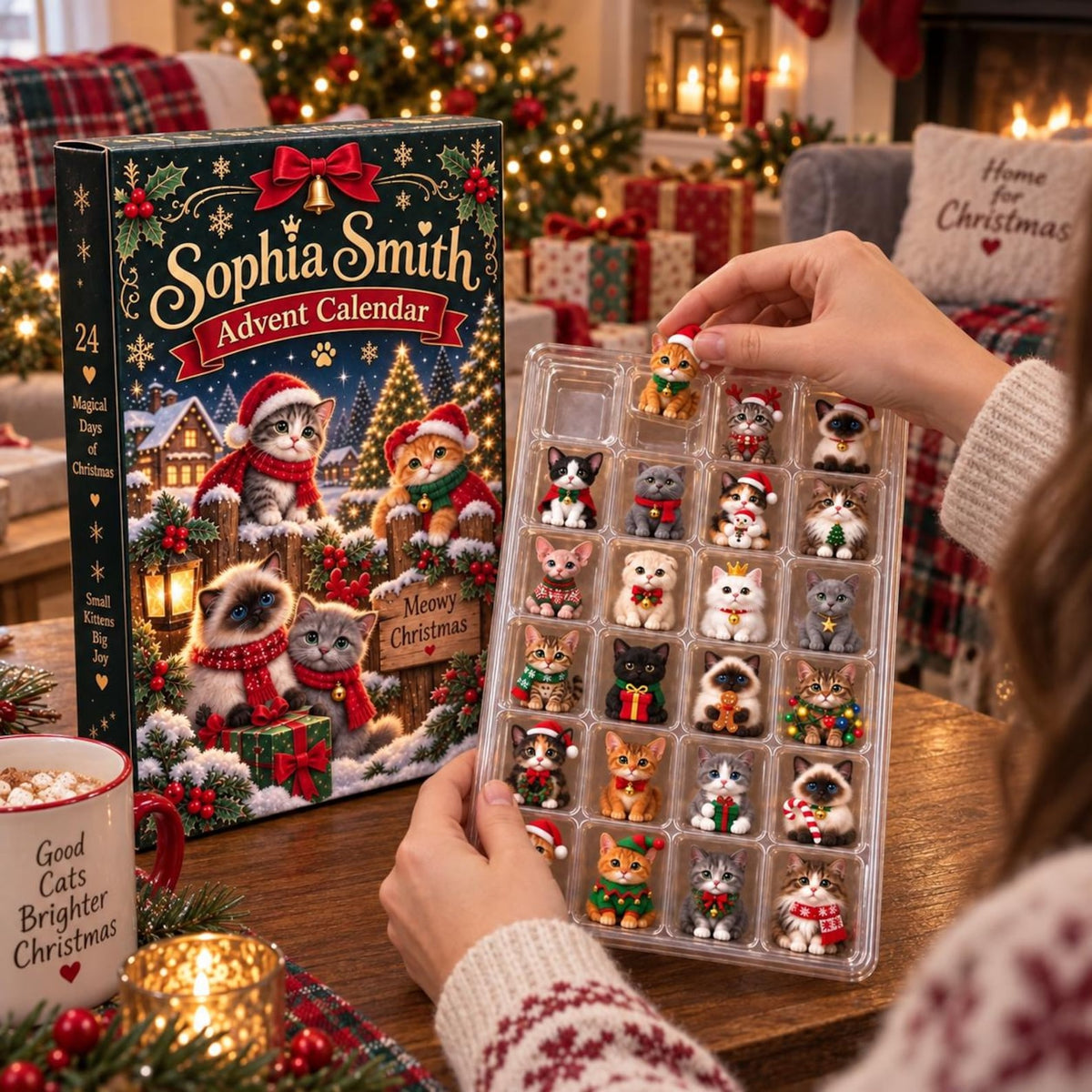 Personalized Cat Advent Calendar: Custom Meowy Christmas Countdown, Kitten Blind Box