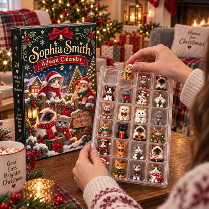 Personalized Cat Advent Calendar: Custom Meowy Christmas Countdown, Kitten Blind Box