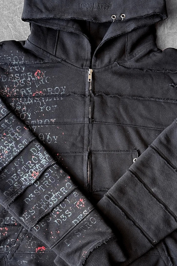 Layered Graphic Zip-Up Hoodie