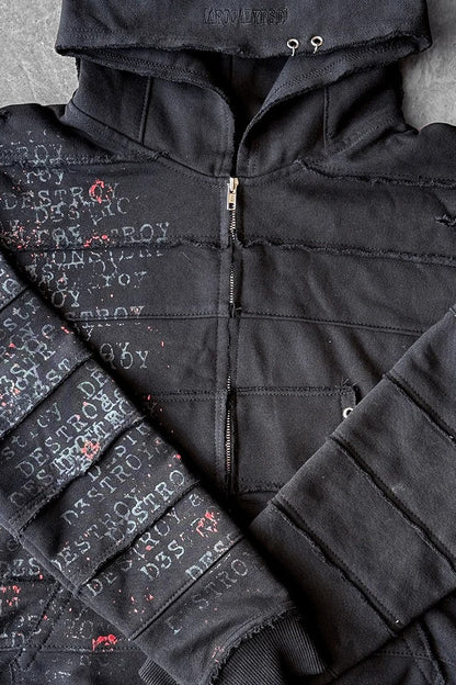 Layered Graphic Zip-Up Hoodie