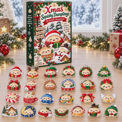 Christmas Blind Box Advent Calendar, 24 Acrylic Dumpling Charms, Cute Food Ornament Set, Holiday Countdown Collector Gift Box 2026