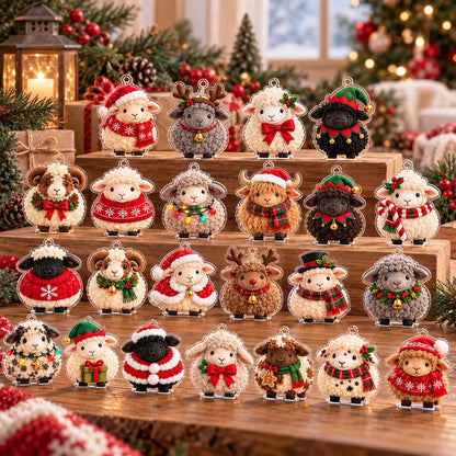 Sheep Advent Calendar 2026, 24 Acrylic Christmas Ornaments, Cute Holiday Countdown, Farm Animal Keepsake Set, Kids Christmas Gift, GIFT 2026