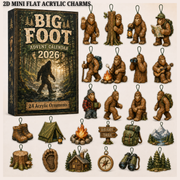 Camping Big Foot Advent Calendar 2026 - 24-Day Festive Countdown, Acrylic Charms Blind Box - Gift For Campers, Family & Friends