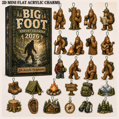 Camping Big Foot Advent Calendar 2026 - 24-Day Festive Countdown, Acrylic Charms Blind Box - Gift For Campers, Family & Friends