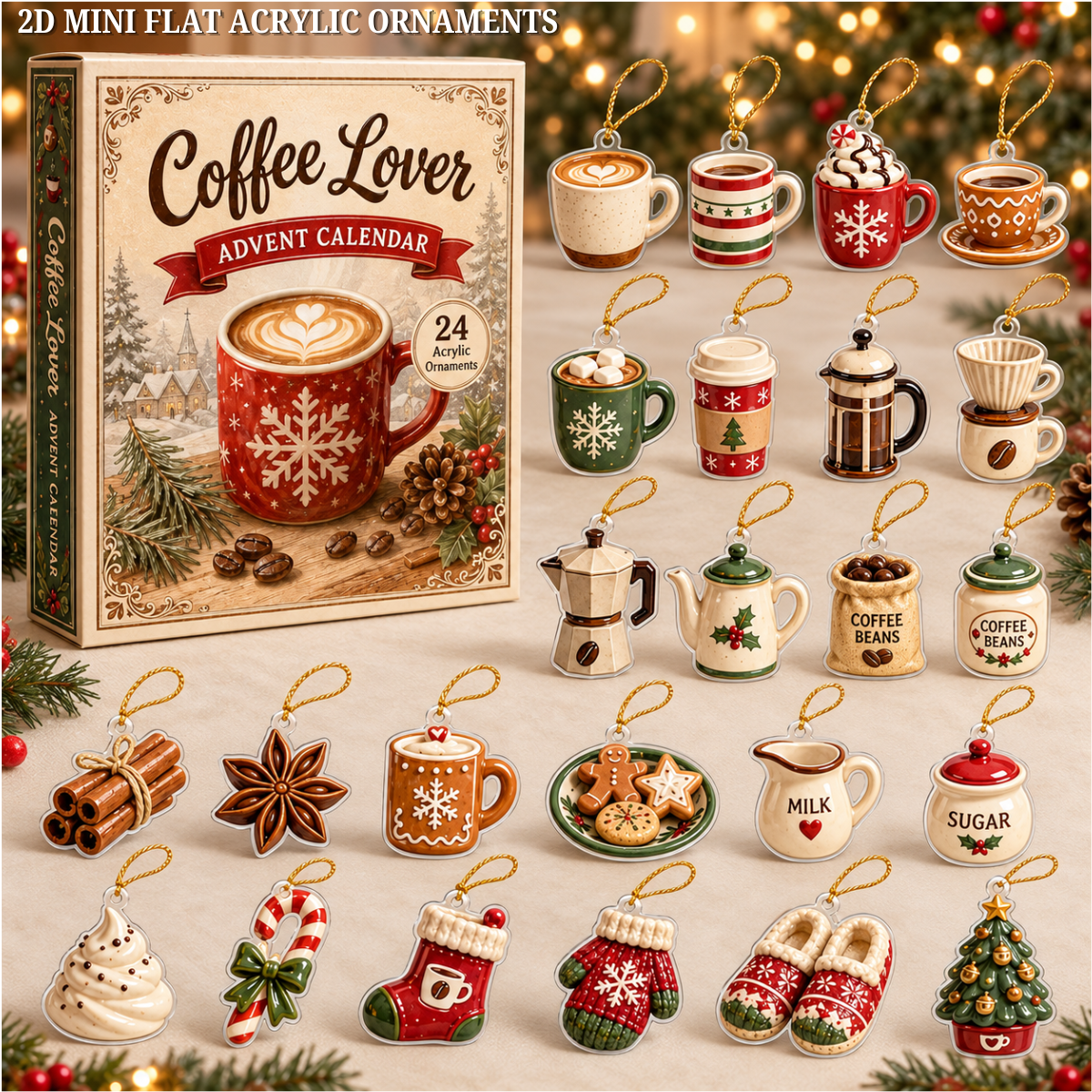 Cozy Coffee Lover Advent Calendar 2026 - 24-Day Festive Countdown, Acrylic Charms Blind Box - Gift For Coffee Lovers
