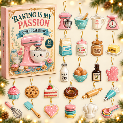Baking Time Advent Calendar 2026 - 24-Day Festive Countdown, Acrylic Charms Blind Box - Gift For Bakers