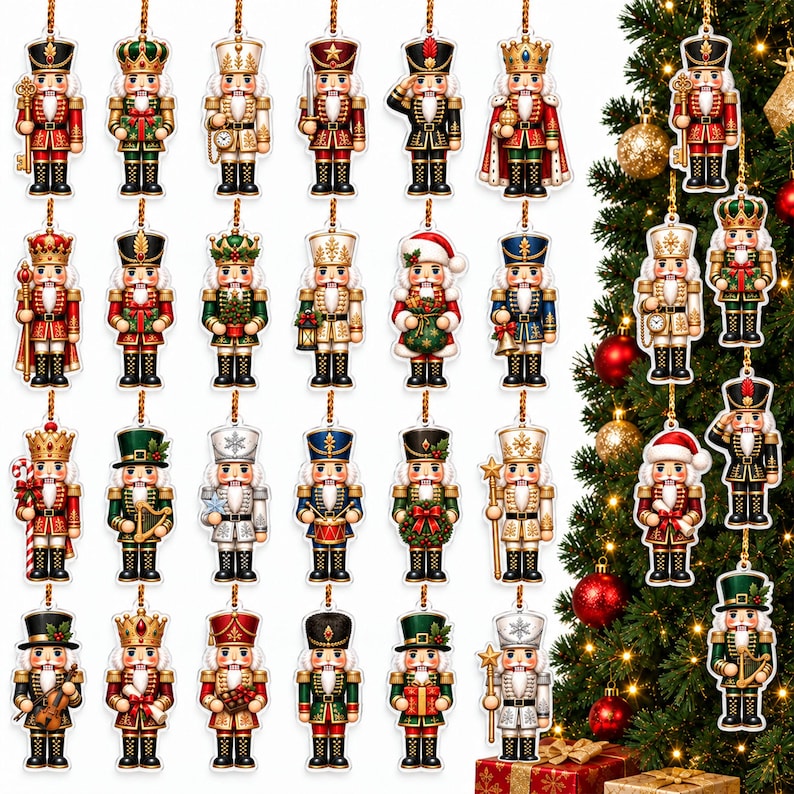 Christmas Nutcracker Advent Calendar 2026, 24 Day Nutcracker Ornament Set, Christmas Countdown Gift, Holiday Tree Decor, Xmas Keepsake