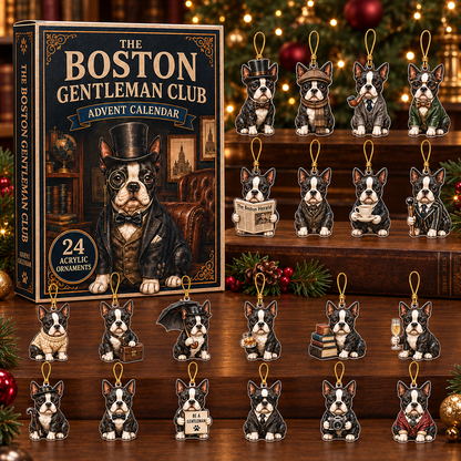 The Boston Gentleman Club Advent Calendar 2026 - 24-Day Festive Countdown, Acrylic Charms Blind Box - Gift For Dog Lovers