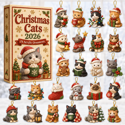 Christmas Cat House Advent Calendar 2026 - 24-Day Festive Countdown, Acrylic Charms Blind Box - Gift For Cat Lovers