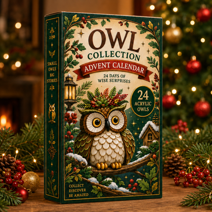 Owl Wonders Advent Calendar 2026 - 24-Day Festive Countdown, Acrylic Charms Blind Box - Gift For Animal Lovers