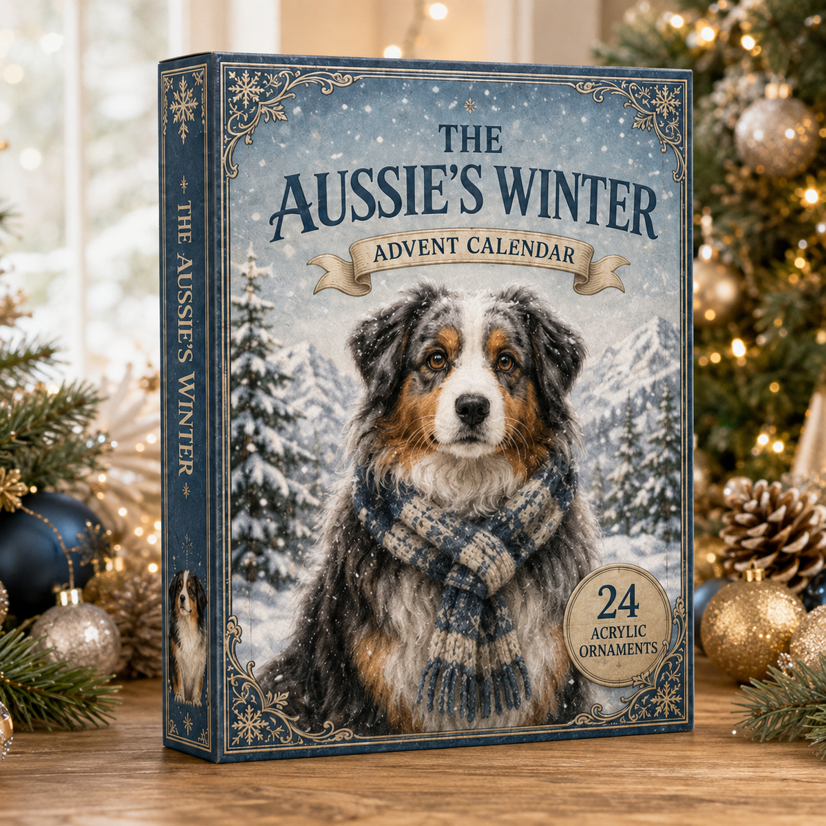 Winter Australian Shepherd Advent Calendar 2026 - 24-Day Festive Countdown, Acrylic Charms Blind Box - Gift For Dog Lovers