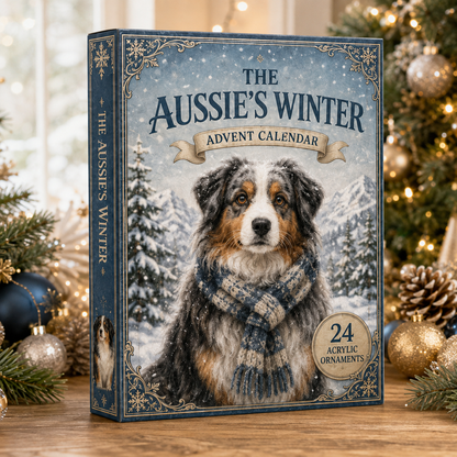 Winter Australian Shepherd Advent Calendar 2026 - 24-Day Festive Countdown, Acrylic Charms Blind Box - Gift For Dog Lovers