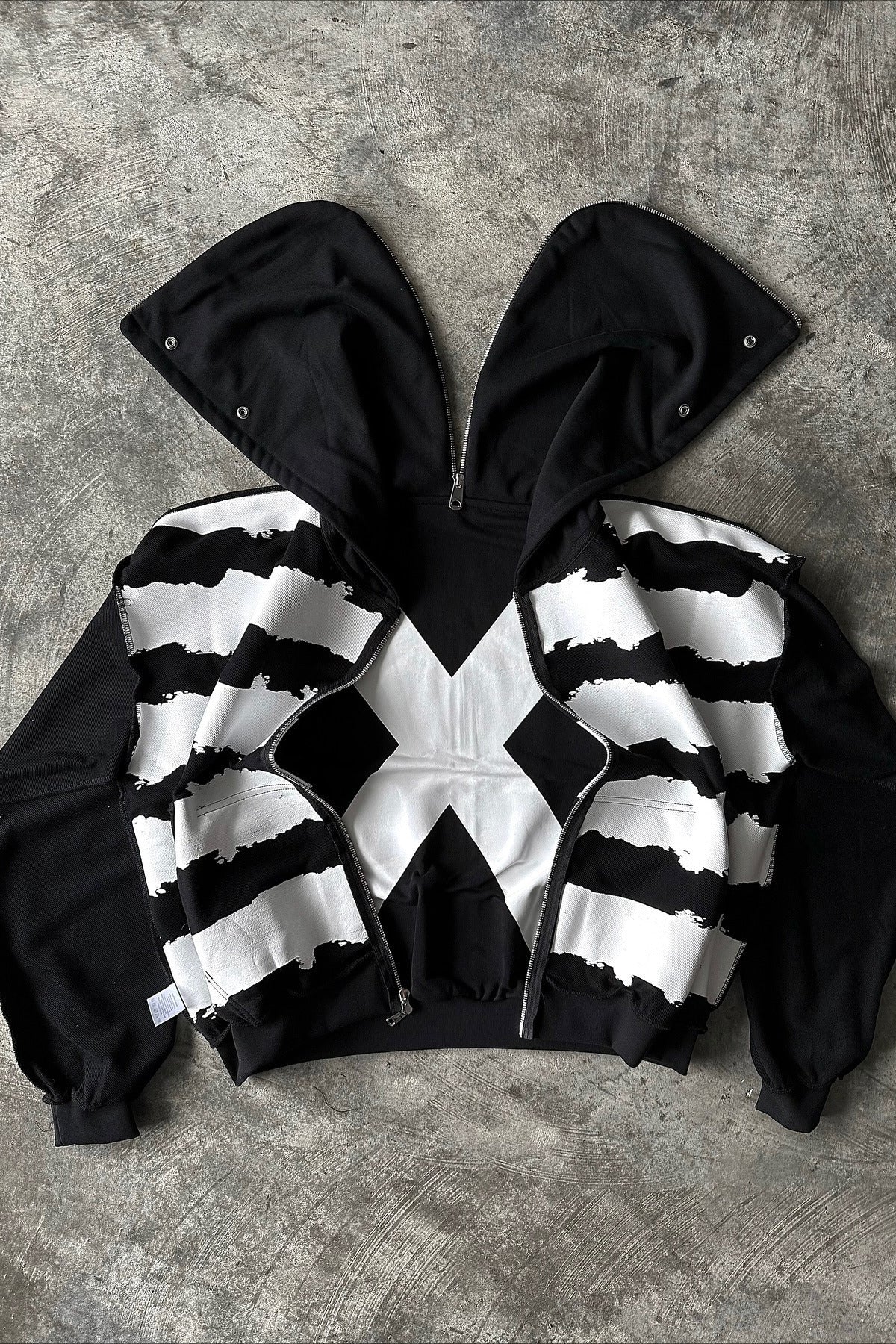 Monochrome Graphic Zip Hoodie