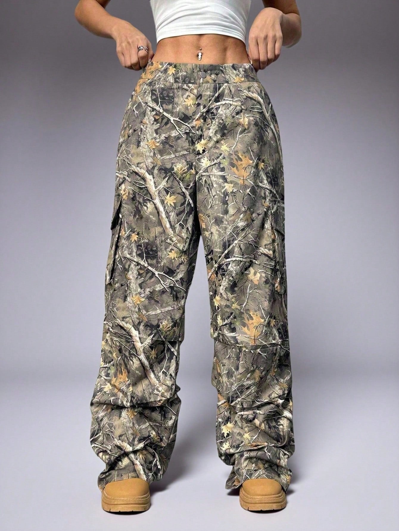 Women’s Plus Size High Waist Camo Pants