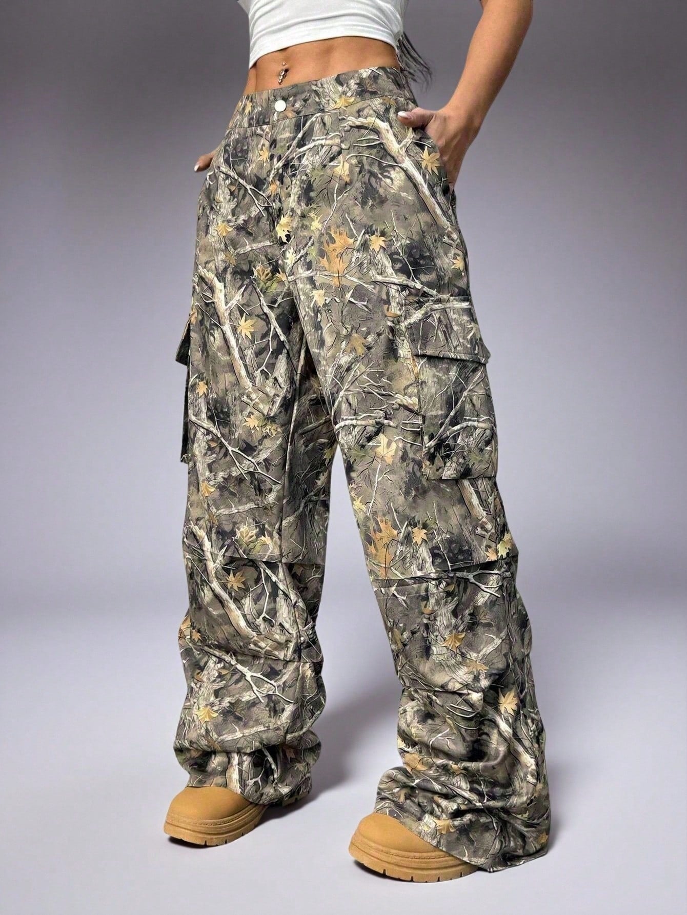 Women’s Plus Size High Waist Camo Pants