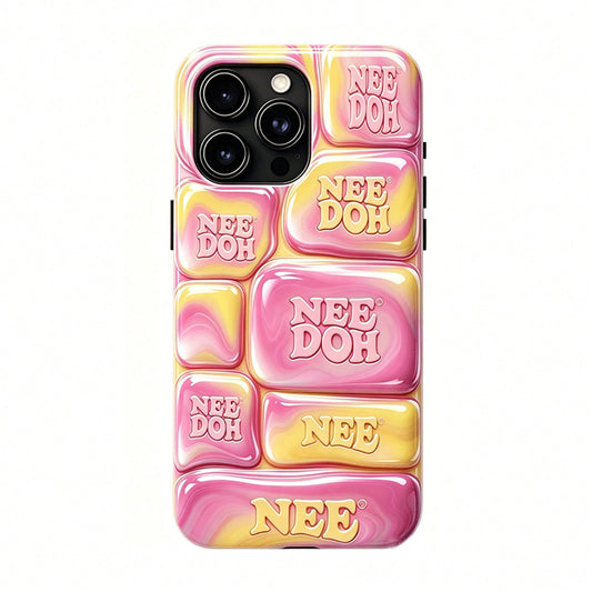Nee Doh 3D Pink Yellow Marble Puffy Phone Case