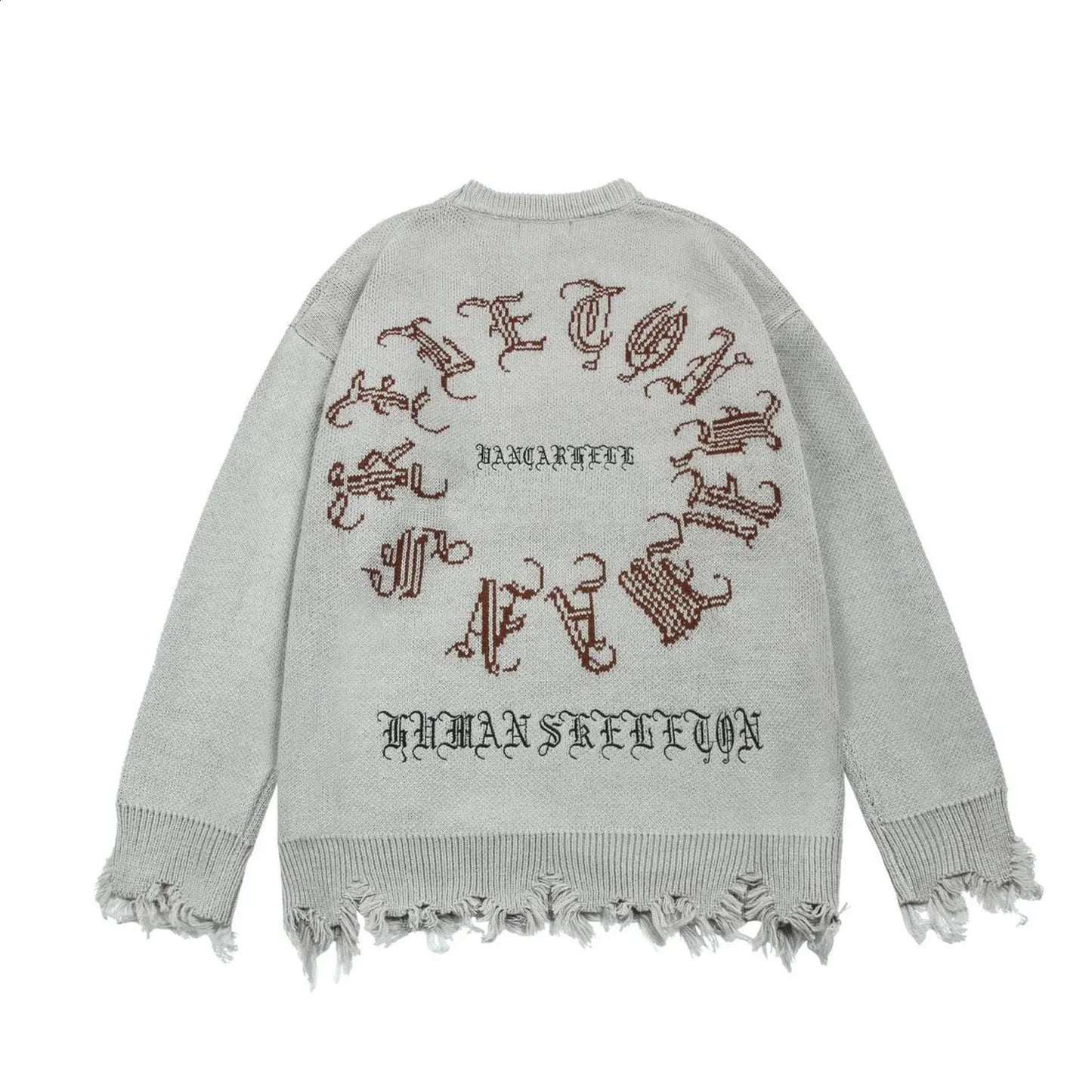 Distressed Gothic Wings Knit Sweater
