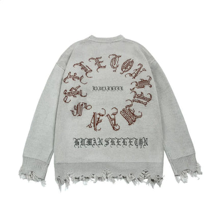Distressed Gothic Wings Knit Sweater