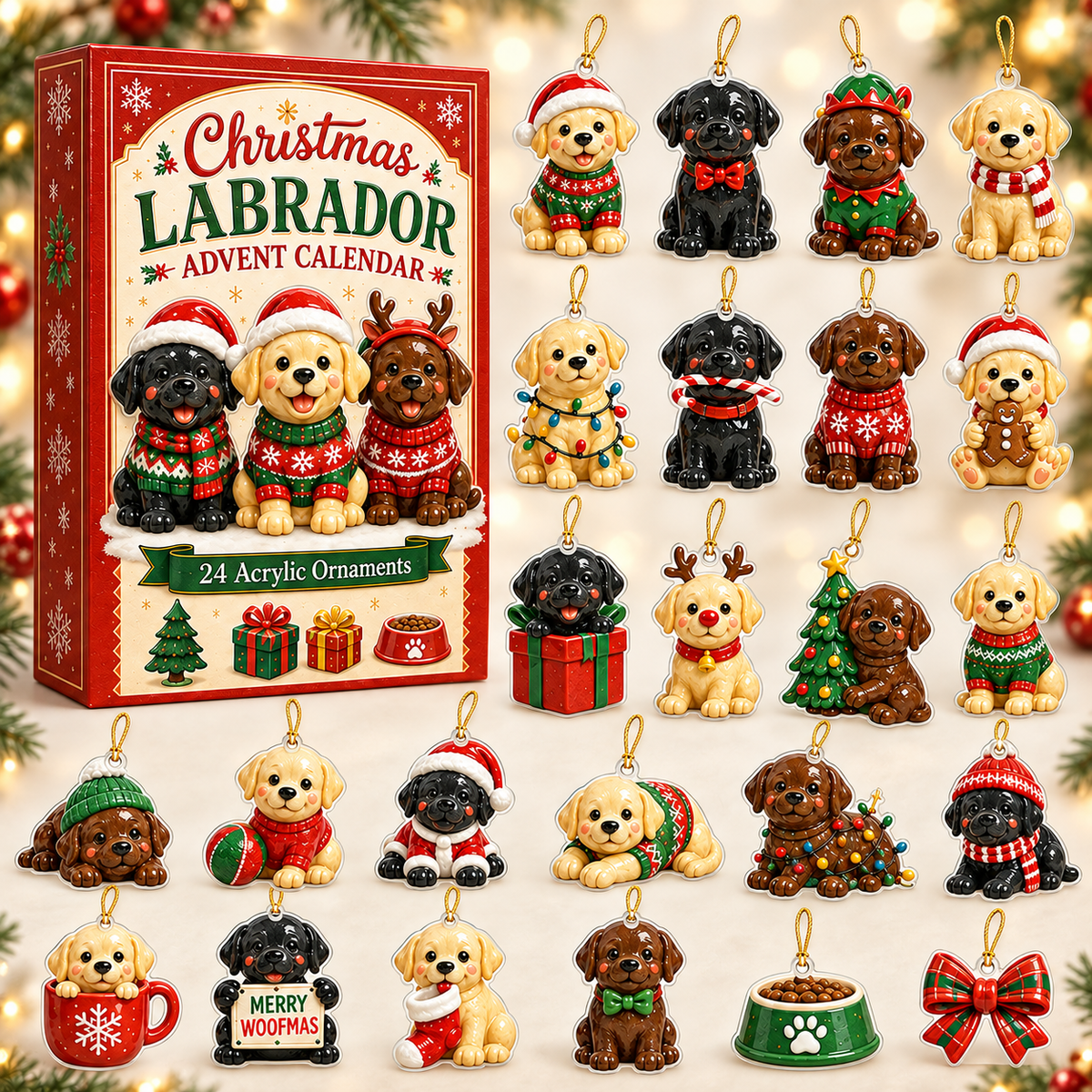 Christmas Labrador Toy Advent Calendar 2026 - 24-Day Festive Countdown, Acrylic Charms Blind Box - Gift For Labrador Lovers