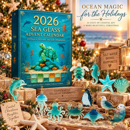 2026 Sea Glass Advent Calendar – 24 Iconic Sea Life Christmas Ornaments Set