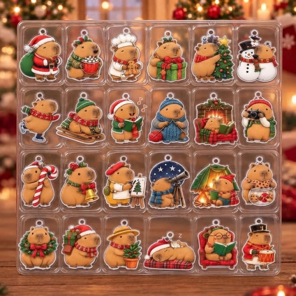 2026 Capybara Christmas Advent Calendar 24 Day Charms