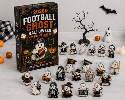 2026 Football Ghost Halloween Advent Calendar: 24 Ornaments