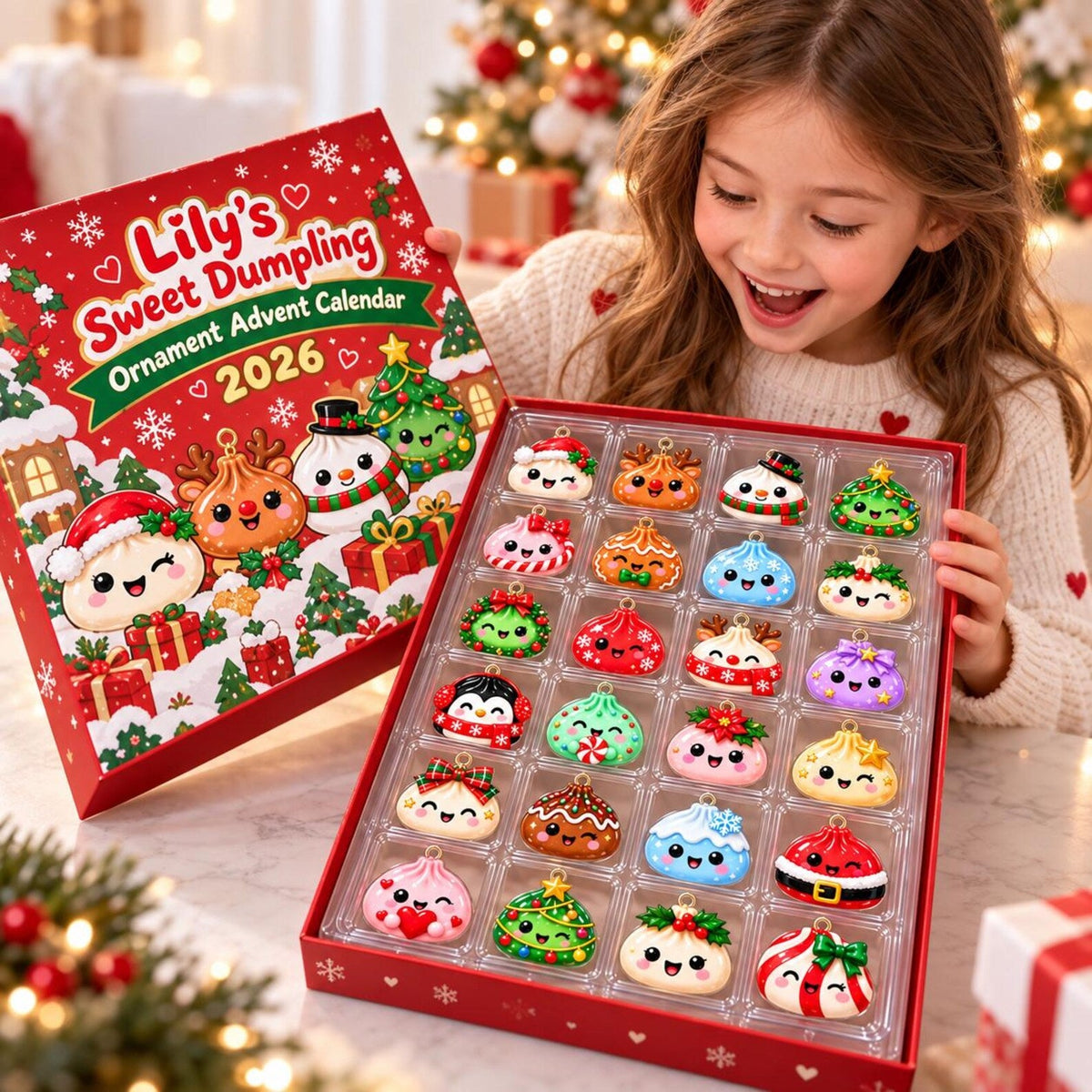 Christmas Dumpling Advent Calendar 2026, 24 Custom Dumpling Charms, Family Countdown Calendar, Kids Holiday Gift, Blind Box Xmas Gift John