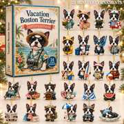 Vacation Boston Terrier Advent Calendar 2026 - 24-Day Festive Countdown, Acrylic Charms Blind Box - Gift For Boston Terrier Lovers