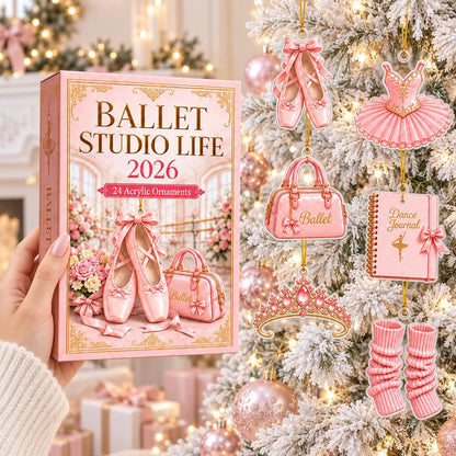 Ballet Advent Calendar 2026, 24 Ballerina Acrylic Ornaments, Pink Dance Christmas Countdown, Gift for Girls, Dancers & Ballet Lovers