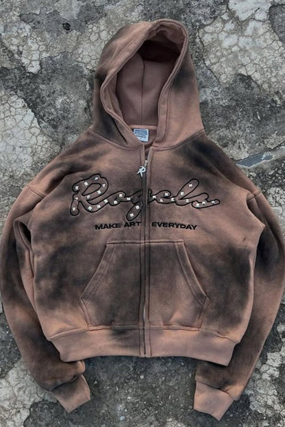 Plaid Letter Pullover Hoodie