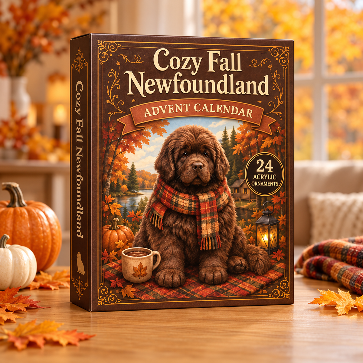 Cozy Fall Newfoundland Advent Calendar 2026 - 24-Day Festive Countdown, Acrylic Charms Blind Box - Gift For Newfoundland Lovers