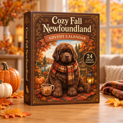 Cozy Fall Newfoundland Advent Calendar 2026 - 24-Day Festive Countdown, Acrylic Charms Blind Box - Gift For Newfoundland Lovers
