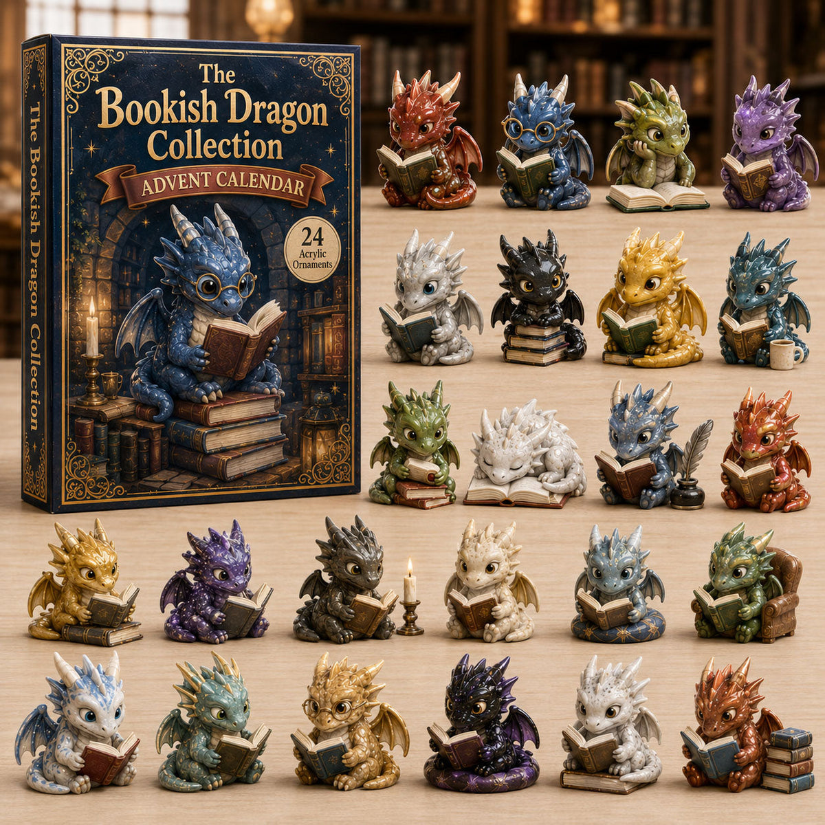Gothic Dragon Advent Calendar 2026 - 24-Day Festive Countdown, Acrylic Charms Blind Box - Gift For Dragon Lovers