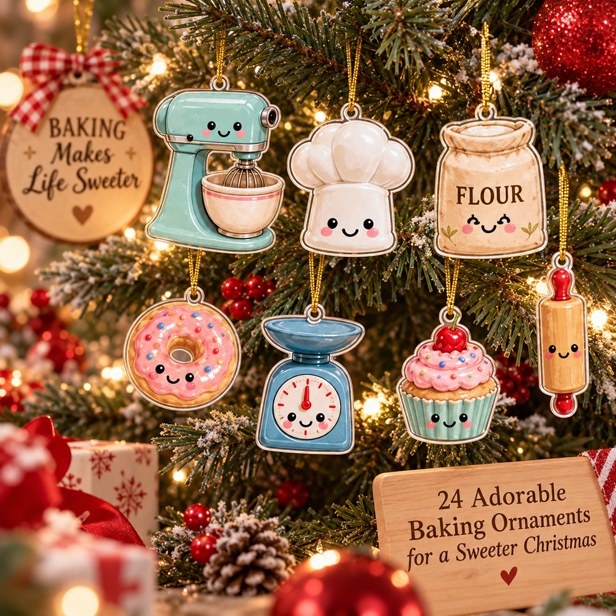 Baking Advent Calendar 2026, 24 Days Advent Calendar, 24 Acrylic Baking Ornaments, Baker Gift, Baking Lover Gift, Christmas Kitchen Decor