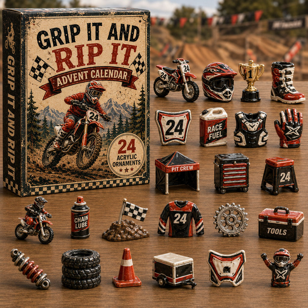 Race Pit Advent Calendar 2026 - 24-Day Festive Countdown, Acrylic Charms Blind Box - Gift For Motor Lovers