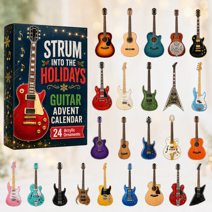 Strum Into The Holidays Advent Calendar 2026 - 24-Day Festive Countdown, Acrylic Charms Blind Box - Gift For Guitar Lovers